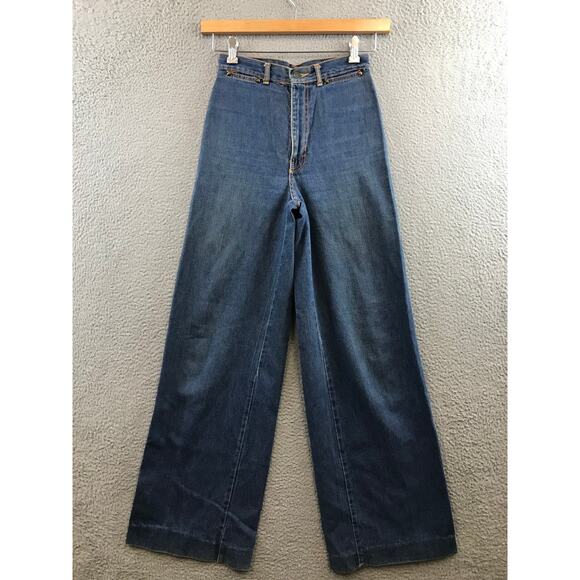 Vintage 70s Pentimento Flare Bell Bottom High Waist Denim Jeans size waist 26 - Picture 2 of 12